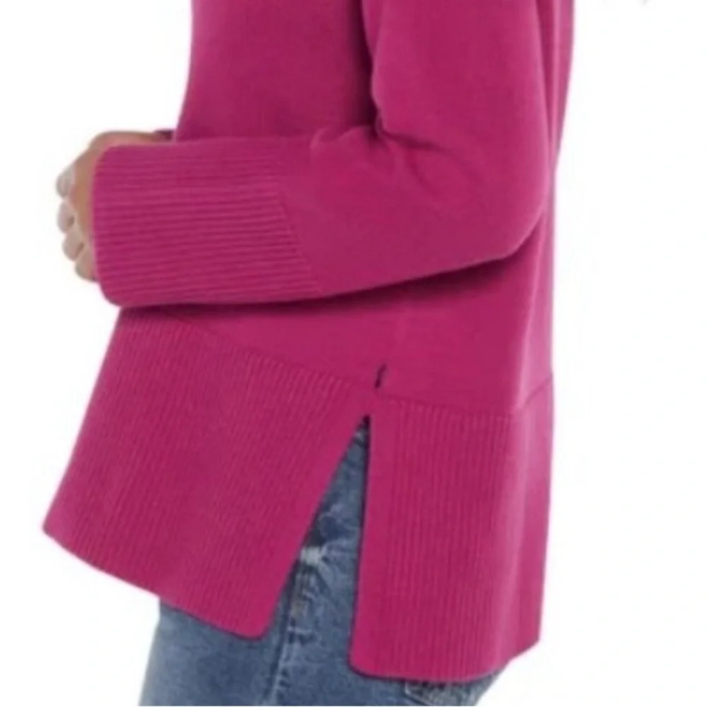 Gap 100% Cotton Split Hem Ribbed Crew Neck Sweater Pink Small Tunic Oversized